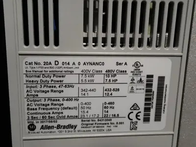 NEW 2017 ALLEN BRADLEY 20AD014A0AYNANC0