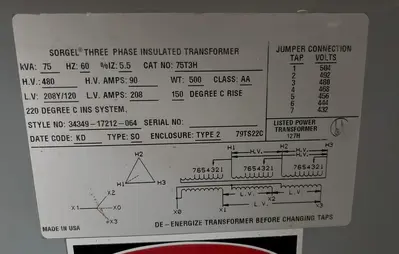(2) SORGEL 75 KVA TRANSFORMERS