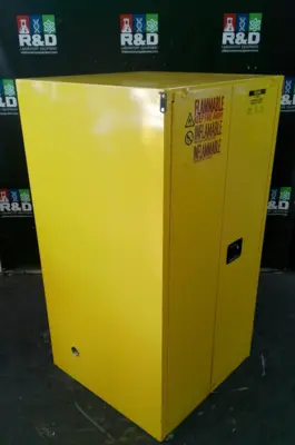 Uline H-1565S-Y Flammable Storage Cabinet Self Closing Doors 60 Gal