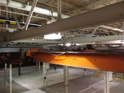 Cleveland Tramrail P&H 11 Ton Double Girder Underhung Bridge Crane 34' 10" Span