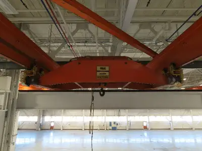 Cleveland Tramrail P&H 15 Ton Double Girder Underhung Bridge Crane 43' Span