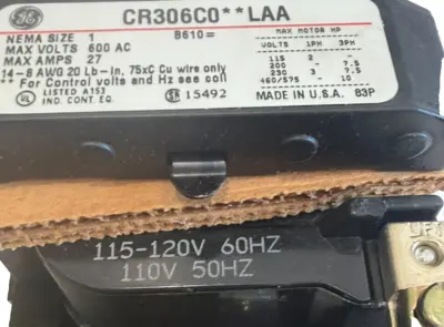 NEW GE CR306C002LAA MAGNETIC STARTER SIZE 1, 3 POLE