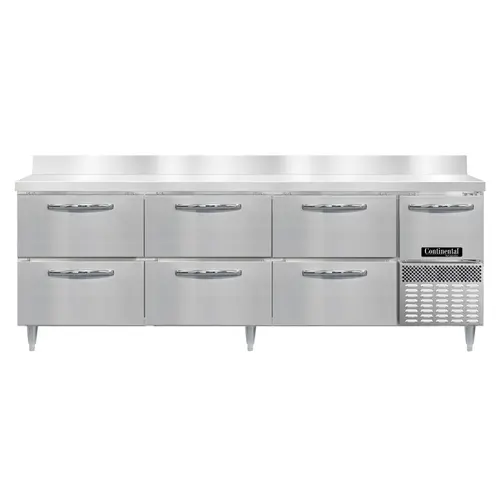 Continental DRA93NSSBS-D 93" Worktop Refrigerator W/ (4) Sections, 115v