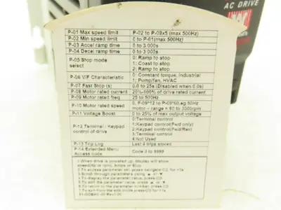 TB Woods 698672161985 AC Drive 1Hp 230V 1Ph In VFD S Series Single Phase Input