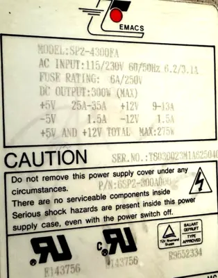 REFURBISHED EMACS SP2-4300FA POWER SUPPLY SP24300FA