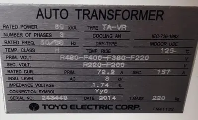 Used 2014 TOYO TA-VR Transformers Kentucky US | Aucto #1315789