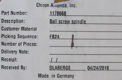 NEW CHIRON 1178668 BALL SCREW SPINDLE 3426.548/25.50.833.976 P3P