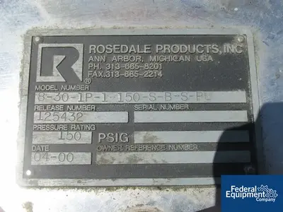 USED Rosedale 8" X 30" ROSEDALE BASKET FILTER, S/S, 150#