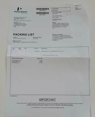 USED Perkin Elmer 10864677