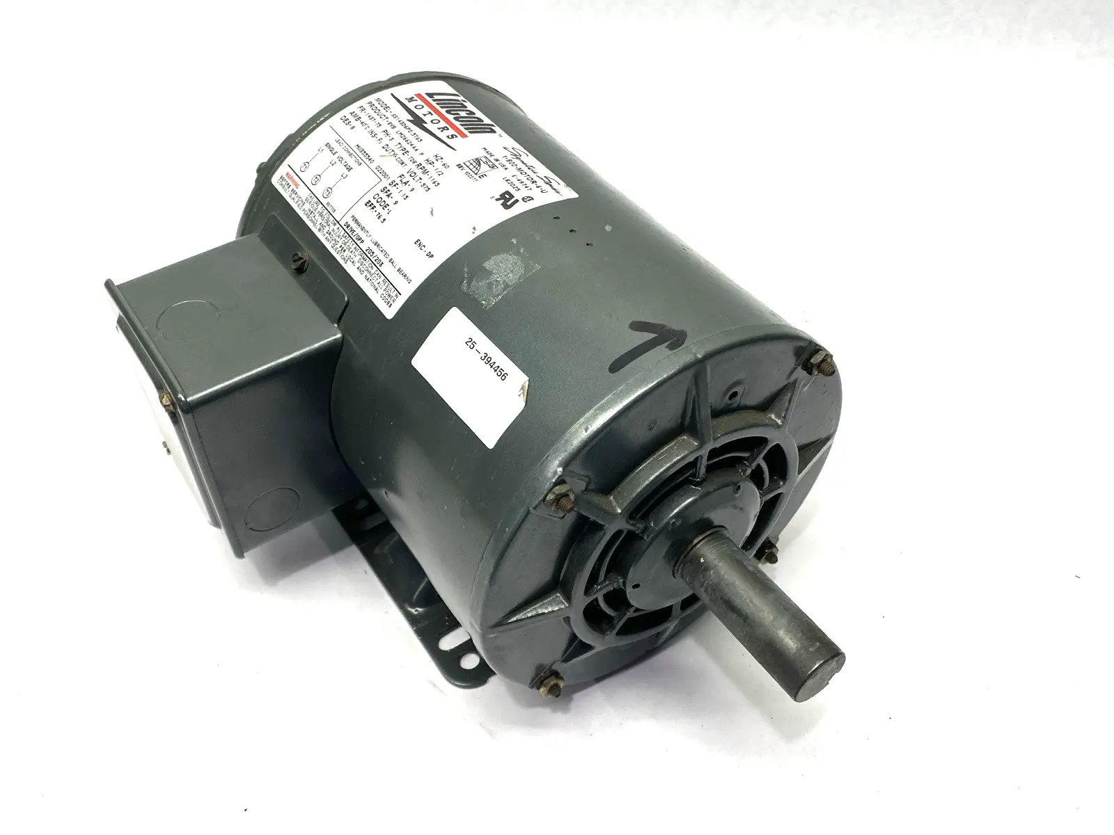 USED LINCOLN MOTORS ELECTRIC MOTOR 3-PHASE 1/2HP 1165RPM 575VAC .95A