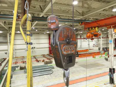 Cleveland Tramrail P&H 1 Ton Single Girder Underhung Bridge Crane 45' 10" Span