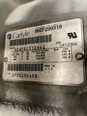 Carlyle/Carrier 06EF299310 Semi-Hermetic Refrigeration Compressor 208/230-460V
