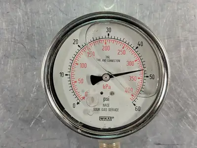 4" NACE Sour Gas Service Gauge, Range 0-60 PSI, Liquid Filled, 316L