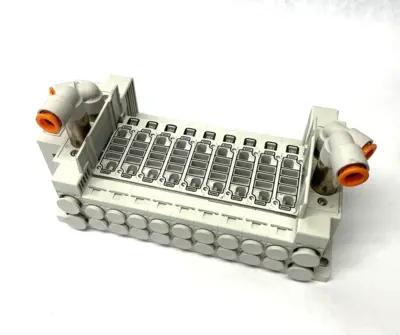 USED SMC 9-STATION PNEUMATIC MANIFOLD ASSEMBLY UNIT