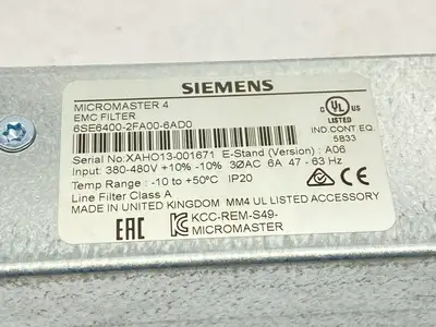 6SE6400-2FA00-6AD0 | Siemens  MicroMaster 4 EMC Filter 3-Phase 6A 380-480V - Used