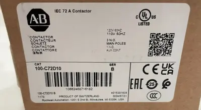 ALLEN BRADLEY 100-C72D10 CONTACTOR SER. B 100C72D10 NEW, SURPLUS