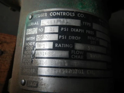 Fisher 1" 300 Class 316 Stainless Steel Control Valve