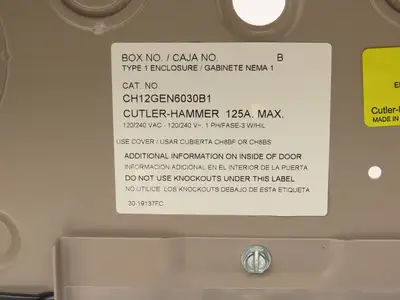 Cutler Hammer CH12GEN6030B1 Breaker Panel Generator Transfer 60/30A 120/240V