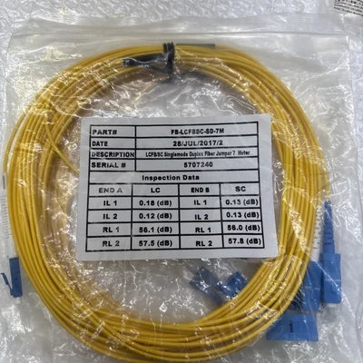 ** New Fiber Optic Patch Cords (1) -10M (2)-7M (2)-1M LC-LC Duplex S-Mode #