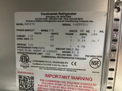 Used Continental Used 27" Continental SWF27N Single Door Worktop Freezer 115V - WO1 Worktop Freezers Illinois US | Falcon Restaurant Supply #1375327