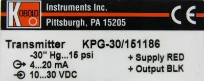 NEW KOBOLD KPG-30/151186 PRESSURE TRANSMITTER KPG30151186
