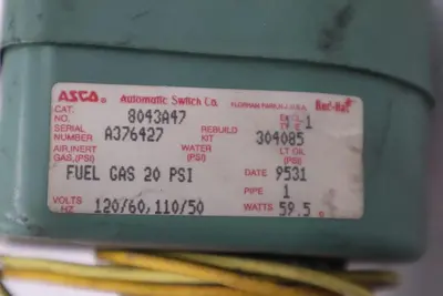 Asco 8043A47 Electric Solenoid  Valve Pipe Size 1" NPT Coil 120 VAC - STK 5724CC