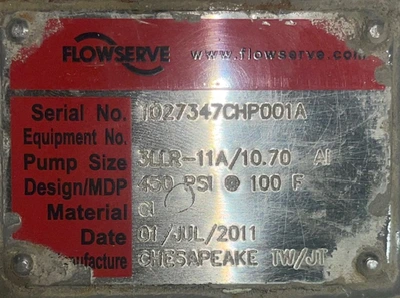 Flowserve 3LLR-11A CastIron Pump