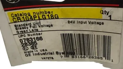 NEW GENERAL ELECTRIC CR104PLG18G PILOT LIGHT CR104PXG48