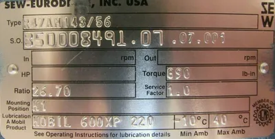 NEW SEW-EURODRIVE R47AM143/56 GEAR REDUCER 26.70:1 R47AM14356
