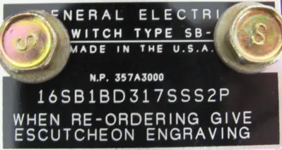 NEW GENERAL ELECTRIC 16SB1BD317SSS2P SWITCH TYPE SB-1