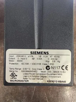 USED SIEMENS 6SE9212-8BA40
