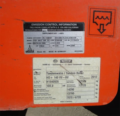 Used 2012 HAMM HD+140VV HV Tandem Rollers New York US | Abele Tractor #1343123