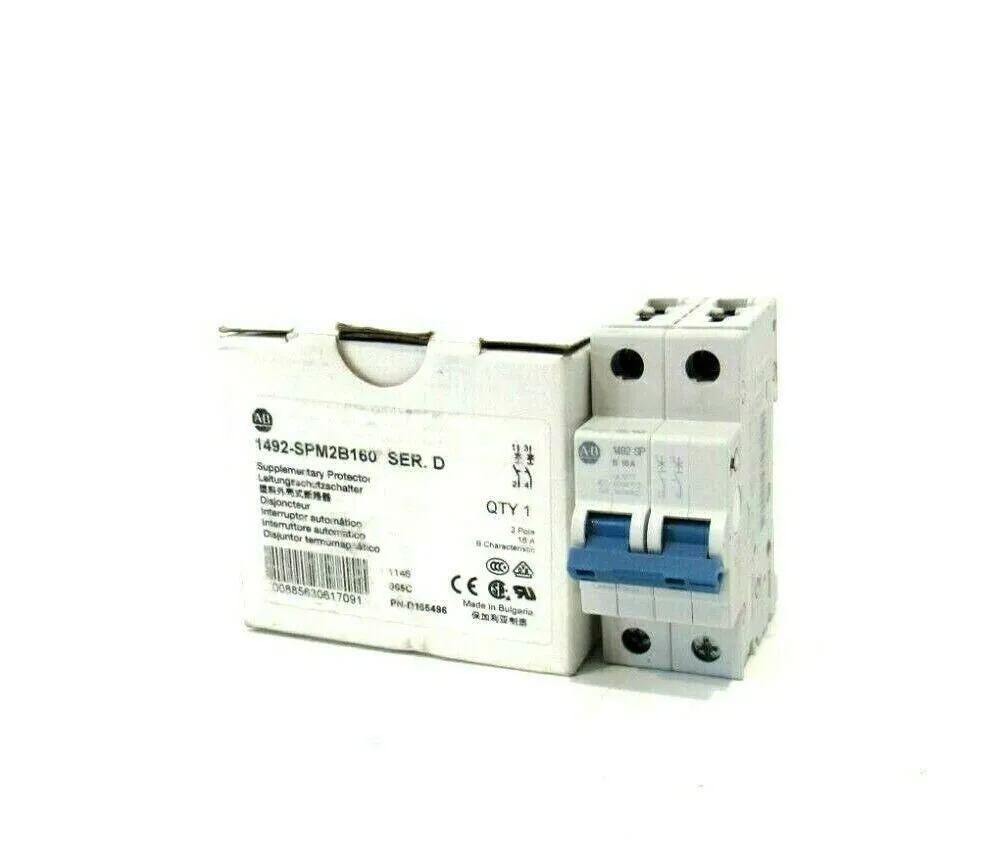 NEW ALLEN BRADLEY 1492-SPM2B160 SUPPLEMENTARY PROTECTOR SER.D 1492SPM2B160