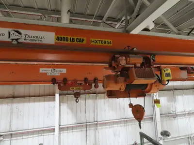Cleveland Tramrail P&H 2 Ton Underhung Bridge Crane 45' 10" Span Magnetek Remote