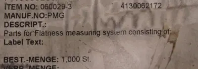 NEW PMG 1320-12-200/100.00 FLATNESS BAR P-10008263 060029-3