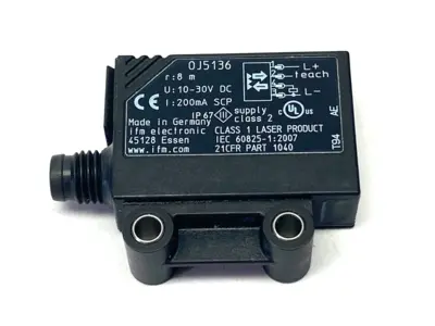 Used ifm Retro-Reflective LASER Sensor, M8, OJPLFPKG/SO/AS Photoelectric Sensors Michigan US | Maverick Industrial Sales #1395089