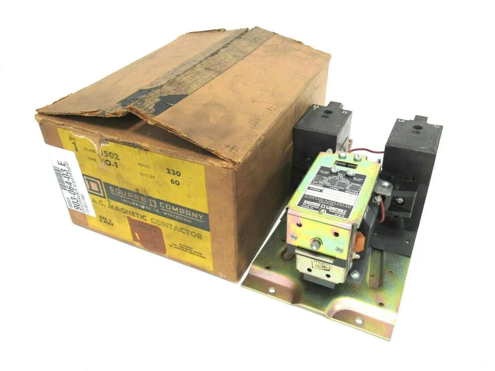 NEW SQUARE D 8502-E0-1 CONTACTOR 2 POLE SIZE 3 8502E01