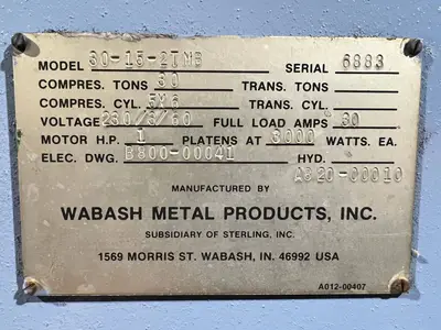 USED 1982 WABASH WABASH 30-15-2TMB PRESS