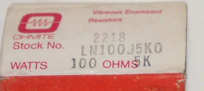 3 NEW OHMITE L100J5K0 RESISTORS