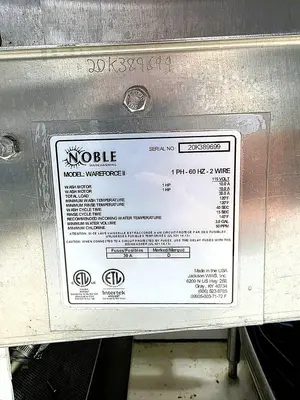 USED NOBLE WAREWASHING WAREFORCE II