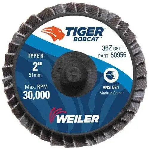 Weiler TIGER 2" Roloc Flap Disc Wheel 36 Grit Zirconia Alumina 5 Pack 50956