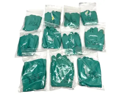 USED ANSELL ALPHATEC SOLVEX CHEMICAL RESISTANT NITRILE GLOVES LARGE LOT OF 11