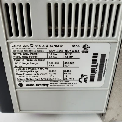 Allen-Bradley 20AD014A3AYNAEC1 Variable Frequency Drives (VFDs) | American Industrial Supply Co. (6)