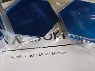 (5) Tile Sheets 11-1/2" x 11-1/2", (36) Acrylic Plastic Mirror Stickers 3-1/4" x 3-1/4"
