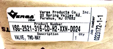 NEW VERSA VSG-2521-316-CD-H2-XXN-D024 TWO-WAY VALVE 24VDC VSG2521316CDH2XXND024