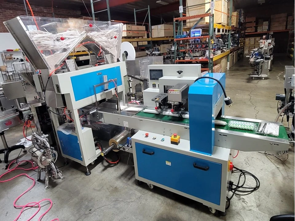 Flow Wrap, sachet, + Straw Counting + Straw packing Machine Rental