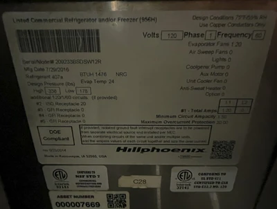 1-0550 Hill Phoenix BSD-SW-R 12’ Remote Service Single Deck Merchandiser Cooler