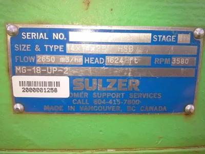 Sulzer pump type HSB size 14x14x23