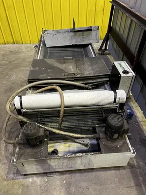 63" MIDWEST AUTOMATION MODEL #N3-6375 3 HEAD WET TYPE BELT DEBURRING GRINDER MACHINE: STOCK 18225