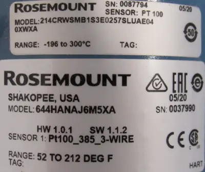 NEW ROSEMOUNT 644HANAJ6M5XA TEMPERATURE TRANSMITTER 214CRWSMB1S3E0257SLUAE04